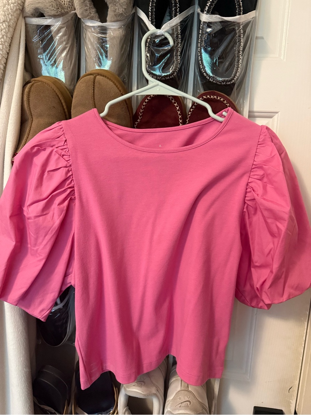 a new day Pink Puff Sleeve Short Sleeve Tee
